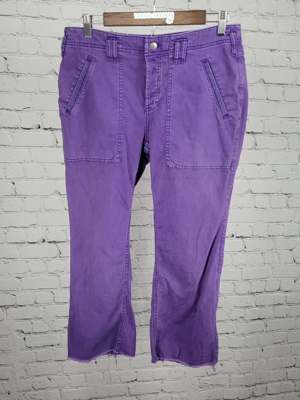 Pilcro Anthropologie Purple Cotton Stretch Mid Rise Crop Pants 28P (30x24)